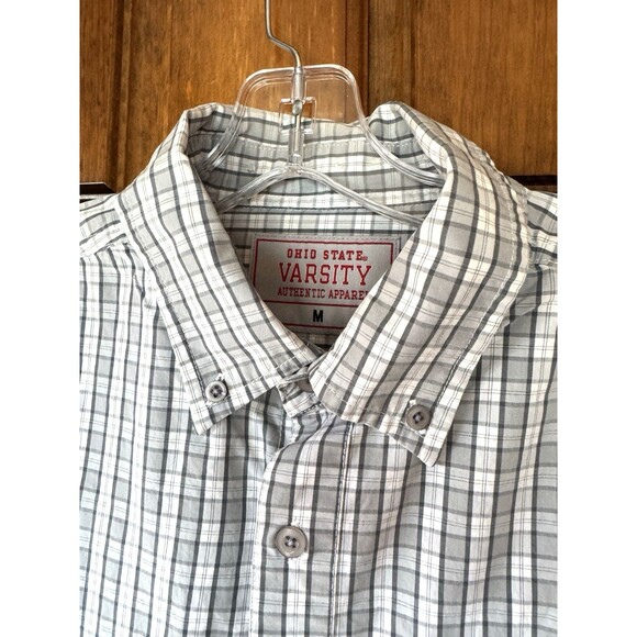 Ohio State Buckeyes Mens LS Button Down Gray/white plaid Dress Shirt Size Med - Picture 6 of 8